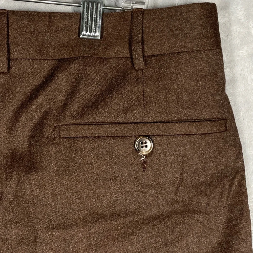 Corneliani Mens Brown Pleated Cuffed Dress Pants Made in Italy 36X31 Wool